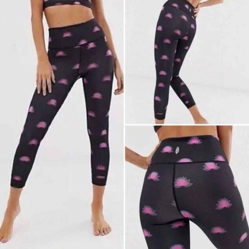 Free People FP Movement High Waist‎ Lotus Legging Flower Workout Size Large